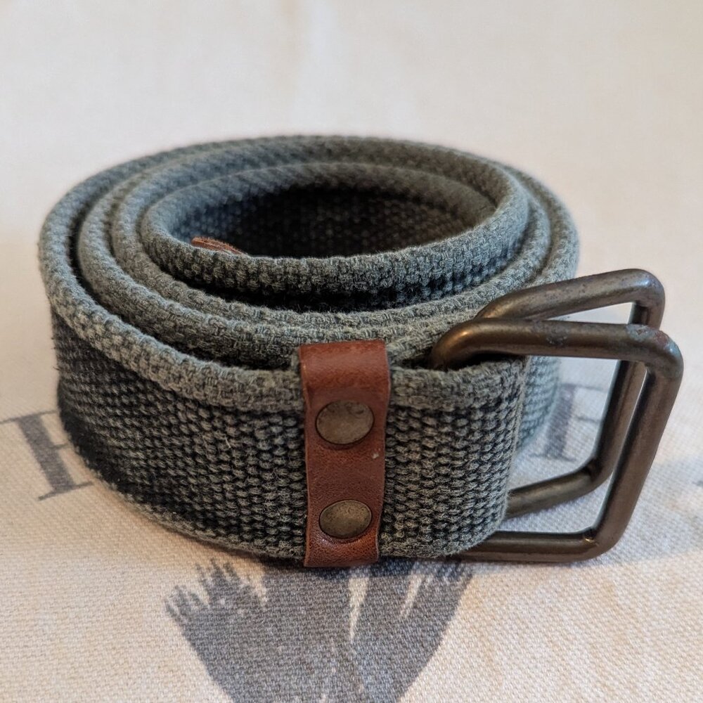 Webbing Belt with Leather